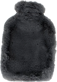 Bouillotte avec une housse fourrure noire